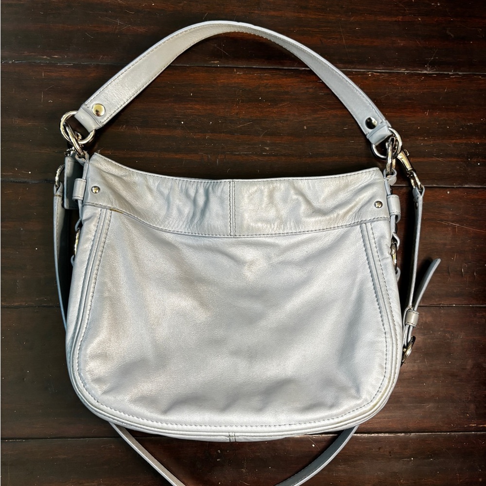 Elegant Vintage Light Blue Coach Shoulder Bag